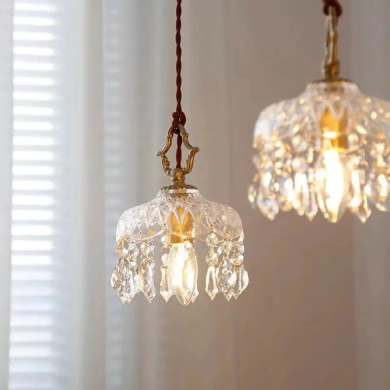 Vintage Decorative Floral Crystal 1-light Pendant Light modern luxury lighting fixture