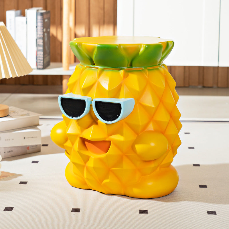 Lumendat Contemporary Creative Pineapple Design Resin Kids Low Stool For Living Room Lumendat