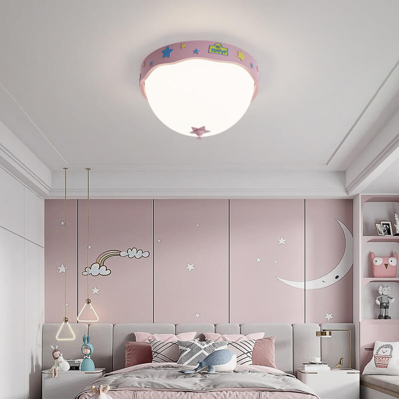 Lumendat Contemporary Creative Acrylic Cartoon Semicircle LED Flush Mount Ceiling Light For Bedroom Lumendat