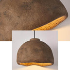 Contemporary Nordic Rough Rock Texture Semicircular 1-light Pendant Light for Dining Room BulbSquare