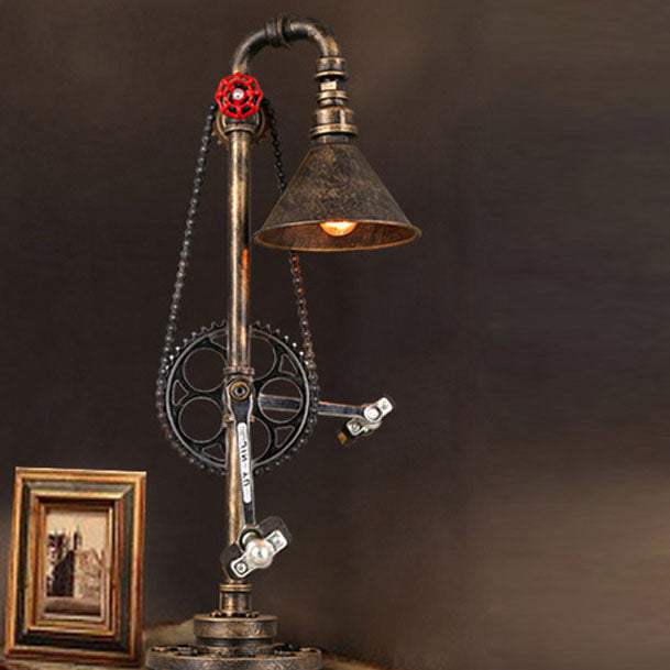Industrial Vintage Iron Gear Plumbing Metal 1-Light Table Lamp Lumendat