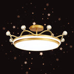 Contemporary Creative Kids Crown Iron Acrylic LED Semi-flush Mount Ceiling Light for Bedroom BulbSquare