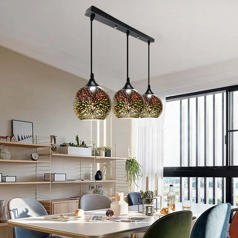 Modern Creative 3d Colorful Fireworks Glass Dome 2/3 Light Island Light Chandelier Lumendat