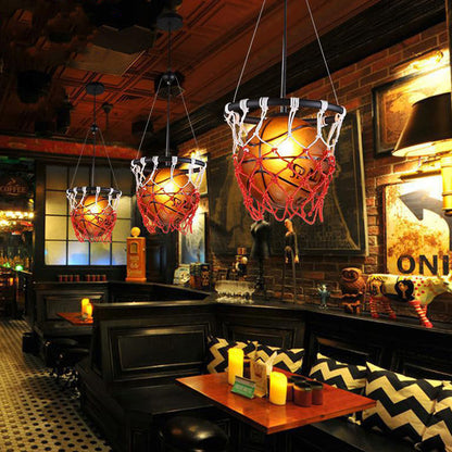 Modern Creative Basketball Iron Glass Mesh Rope 1-light Pendant Light
