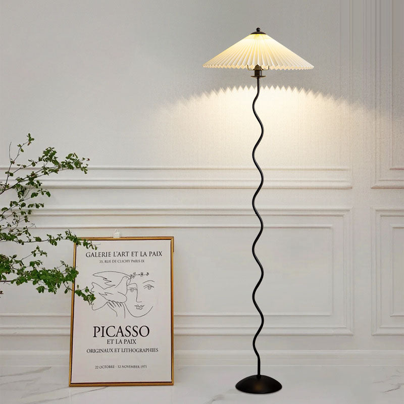 Vintage Fabric Pleated Shade 1-Light Standing Floor Lamp Lumendat
