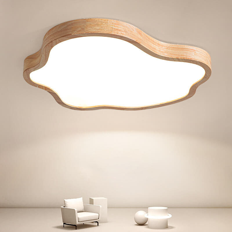 Japanese Modern Cloud Acrylic Log LED Flush Mount Ceiling Light BulbSquare