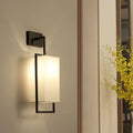 Traditional Chinese Square Fabric Iron Frame 1-Light Wall Sconce Lamp For Bedroom & Living Room Lumendat
