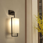 Traditional Chinese Square Fabric Iron Frame 1-Light Wall Sconce Lamp For Bedroom & Living Room Lumendat