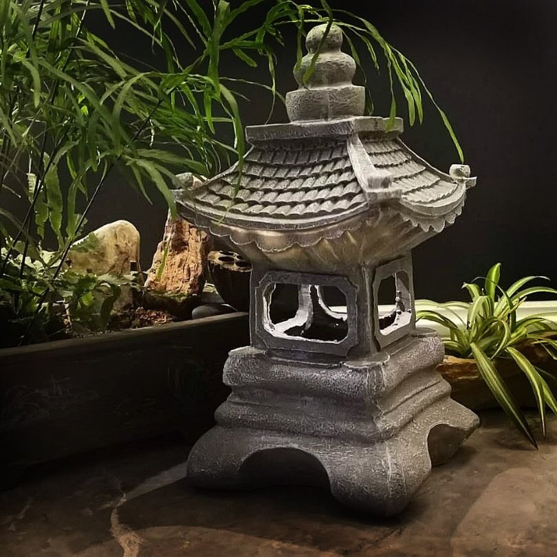 Japanese Zen Solar Waterproof Pagoda Stone LED Outdoor Garden Decoration Landscape Light Lumendat