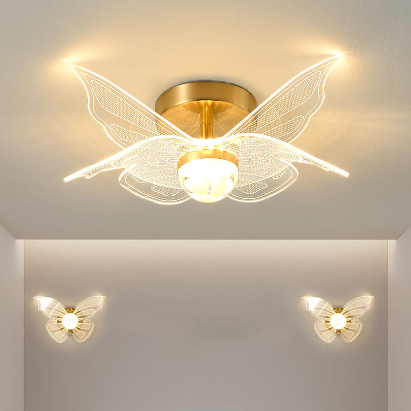 Creative Gold Double Layer Overlap Design LED Semi-flush Mount Light