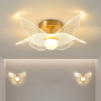 Creative Gold Double Layer Overlap Design LED Semi-flush Mount Light