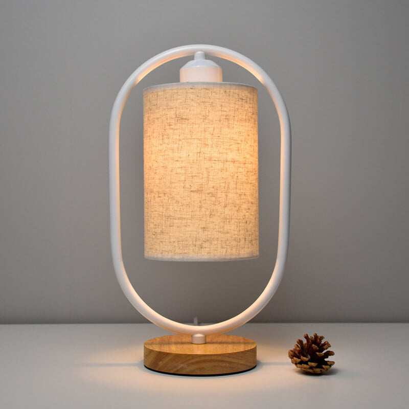 Nordic Linen White Ring 1-Light Dimmable Table Lamp Lumendat