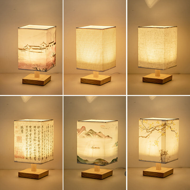 Contemporary Creative Fabric Square USB LED Table Lamp For Bedroom Lumendat