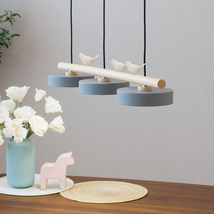 Nordic Creative Bird & Wood Round Island Light LED Chandelier – 6 Colors