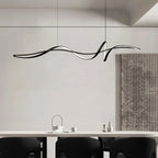 Modern Minimalist Wave Strip Line Iron Aluminium Silica LED Chandeliers Island Light for Dining Room Lumendat