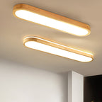 Traditional Japanese Rectangular Solid Wood Acrylic LED Flush Mount Ceiling Light For Living Room Lumendat