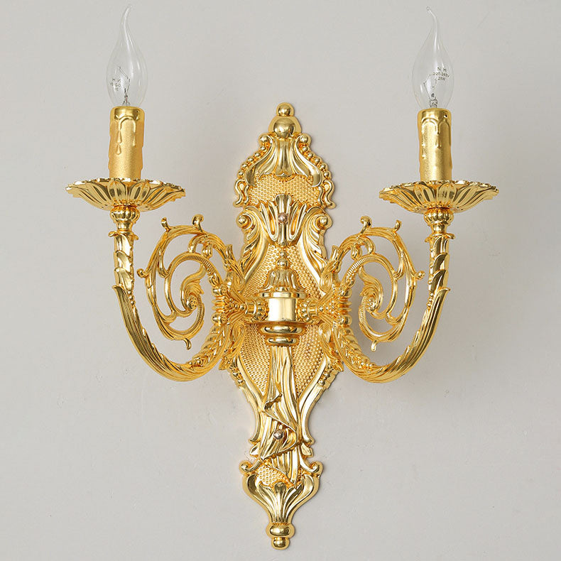 European Modern Luxury Candelabra Carved Zinc Alloy Fabric 2-Light Wall Sconce Lamp Lumendat