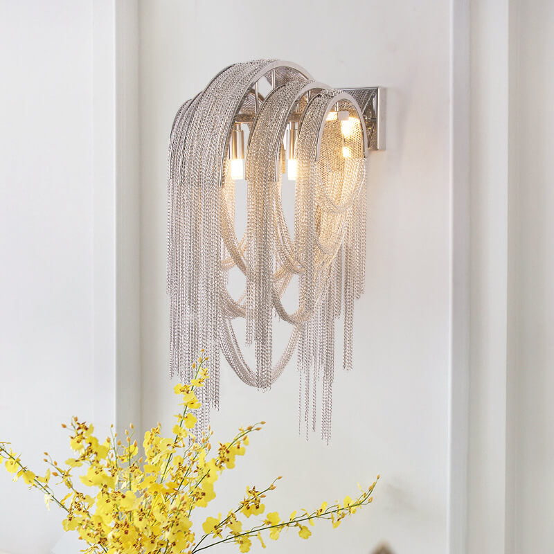Lumendat Postmodern Luxury Aluminum Chain Tassel 2-Light Wall Sconce Lumendat