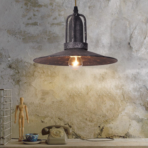 Contemporary Industrial Pot Lid Iron Antique 1-Light Pendant Light For Living Room