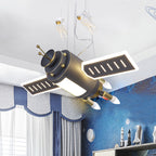 Lumendat Contemporary Creative Iron Resin Space Satellite Astronaut 4-Light Chandelier For Bedroom Lumendat