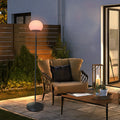 Solar Modern Minimalist Wrought Iron PE Oval LED Outdoor Standing Floor Lamp Lumendat