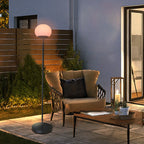 Solar Modern Minimalist Wrought Iron PE Oval LED Outdoor Standing Floor Lamp Lumendat