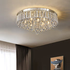 Modern Luxury Round Iron Crystal Beads 6/9-Light Flush Mount Ceiling Light For Living Room Lumendat