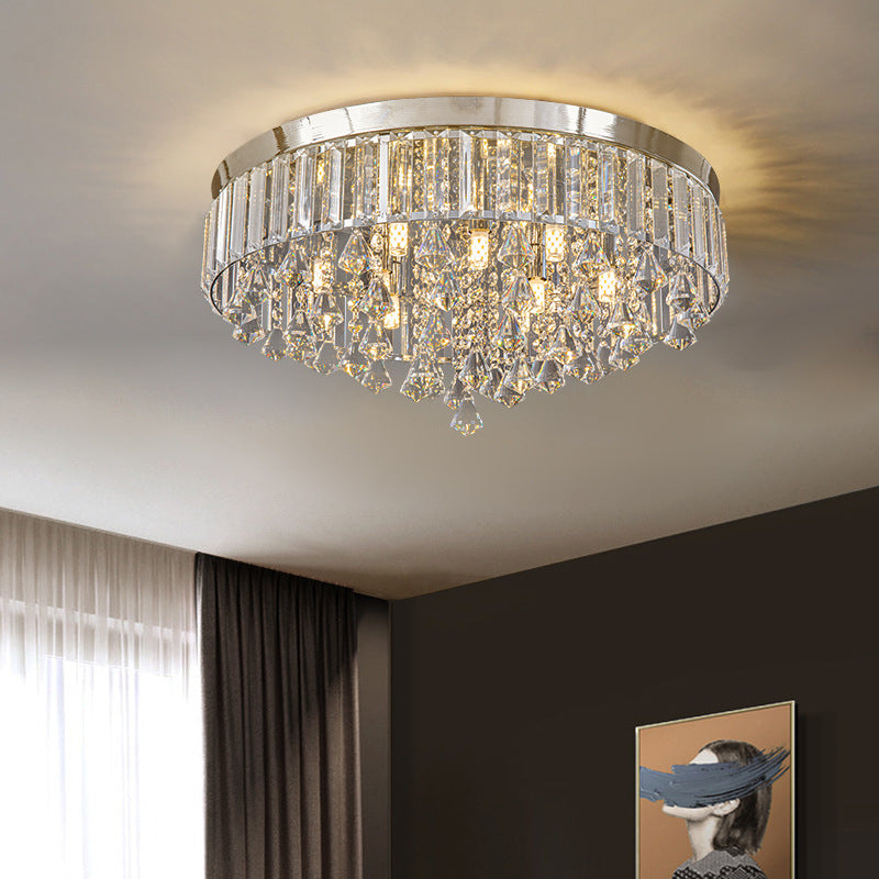 Modern Luxury Round Iron Crystal Beads 6/9-Light Flush Mount Ceiling Light For Living Room Lumendat