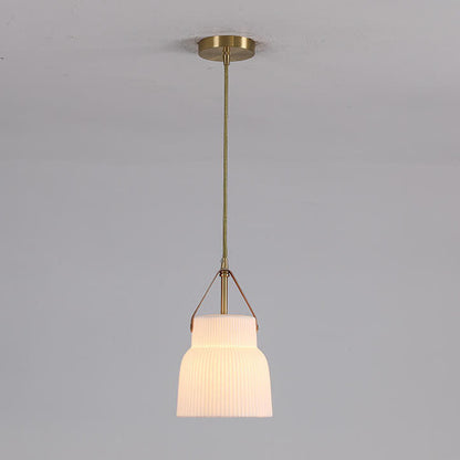 Japanese Light Luxury Ceramic Copper Round Mouth 1-light Pendant Light
