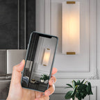 Nordic Light Luxury Copper Marble Strip Design 3-Light Wall Sconce Lamp