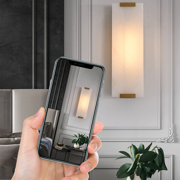 Nordic Light Luxury Copper Marble Strip Design 3-Light Wall Sconce Lamp