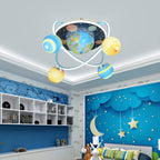 Lumendat Contemporary Creative Kids Round Earth Planet Hardware Acrylic Glass LED 4-Light Flush Mount Ceiling Light For Bedroom Lumendat