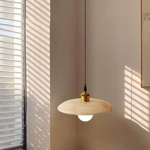 Nordic Modern Minimalist Solid Wood Disc 1-light Pendant Light