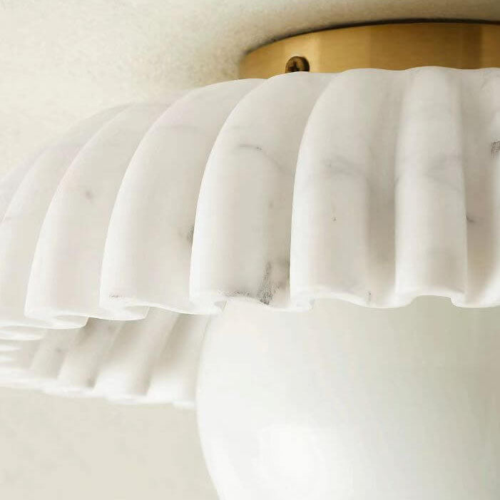 Modern Luxury Imitation Marble Flower-Shaped 1-Light Semi-Flush Mount Ceiling Light Lumendat