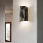 Contemporary Nordic Resin Striped Half Cylinder 2-Light Wall Sconce Lamp for Living Room Lumendat