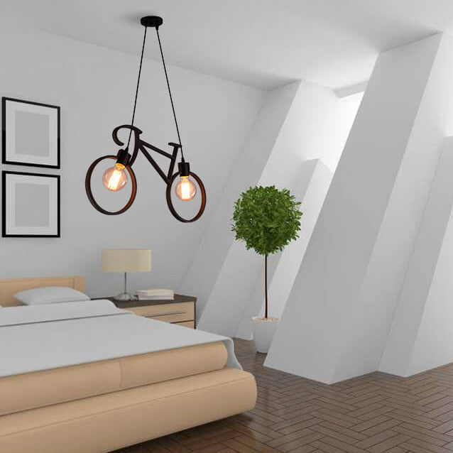 Lumendat Contemporary Creative Bicycle Shape Iron 2-Light Kids Chandelier For Living Room & Bedroom Lumendat