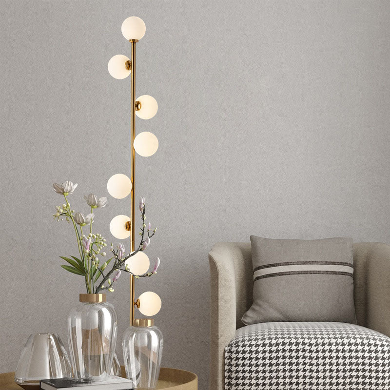 Contemporary Scandinavian Cylindrical Metal Glass 9-Light Standing Floor Lamp For Living Room Lumendat