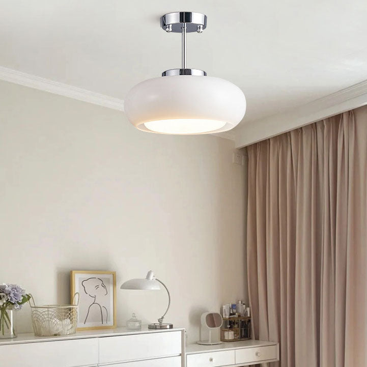 Contemporary Scandinavian Oval Iron Copper Glass 1-light Pendant Light for Bedroom
