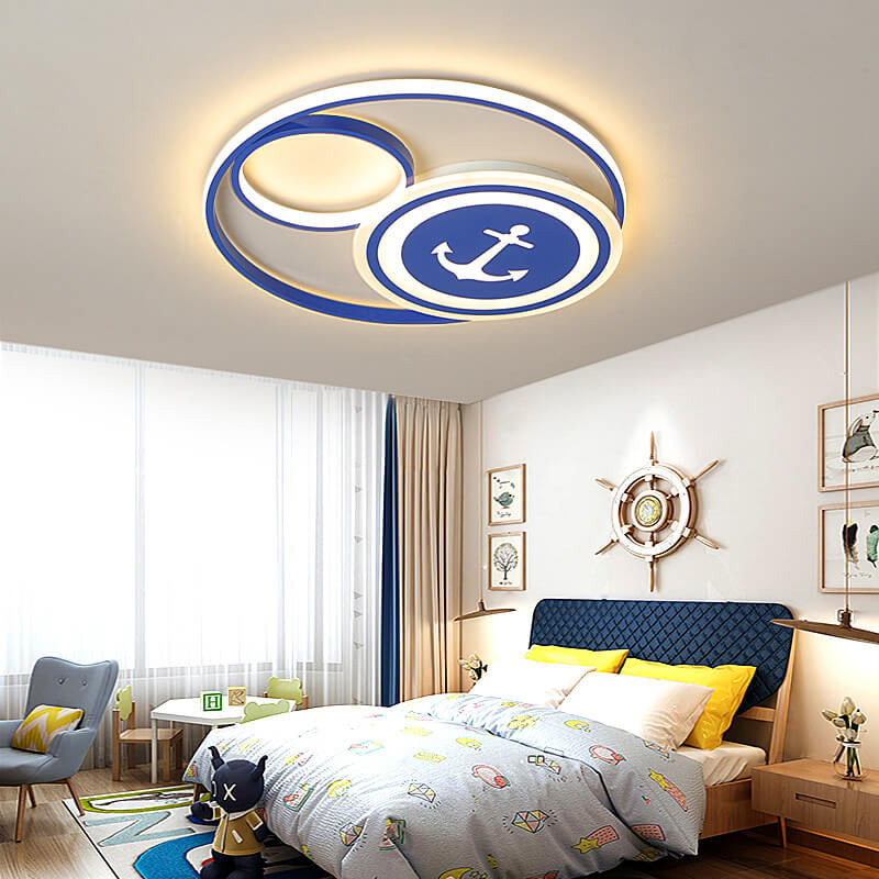 Lumendat Cartoon Creative Rudder Nautical LED Flush Mount Ceiling Light Lumendat