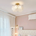 Traditional French Ginkgo Leaf Hardware Glass 5/8 Light Semi-Flush Mount Ceiling Light For Living Room Lumendat
