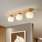 Japanese Vintage Striped Glass Wood Long Plate 2/3 Light Flush Mount Ceiling Light Lumendat