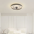 Contemporary Nordic Round Iron Silicone Aluminum Invisible LED Flush Mount Ceiling Fan Light For Living Room & Bedroom Lumendat