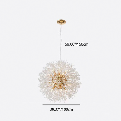 Contemporary Scandinavian Dandelion Metal Crystal 8/9/12/16 Light Chandelier for Bedroom