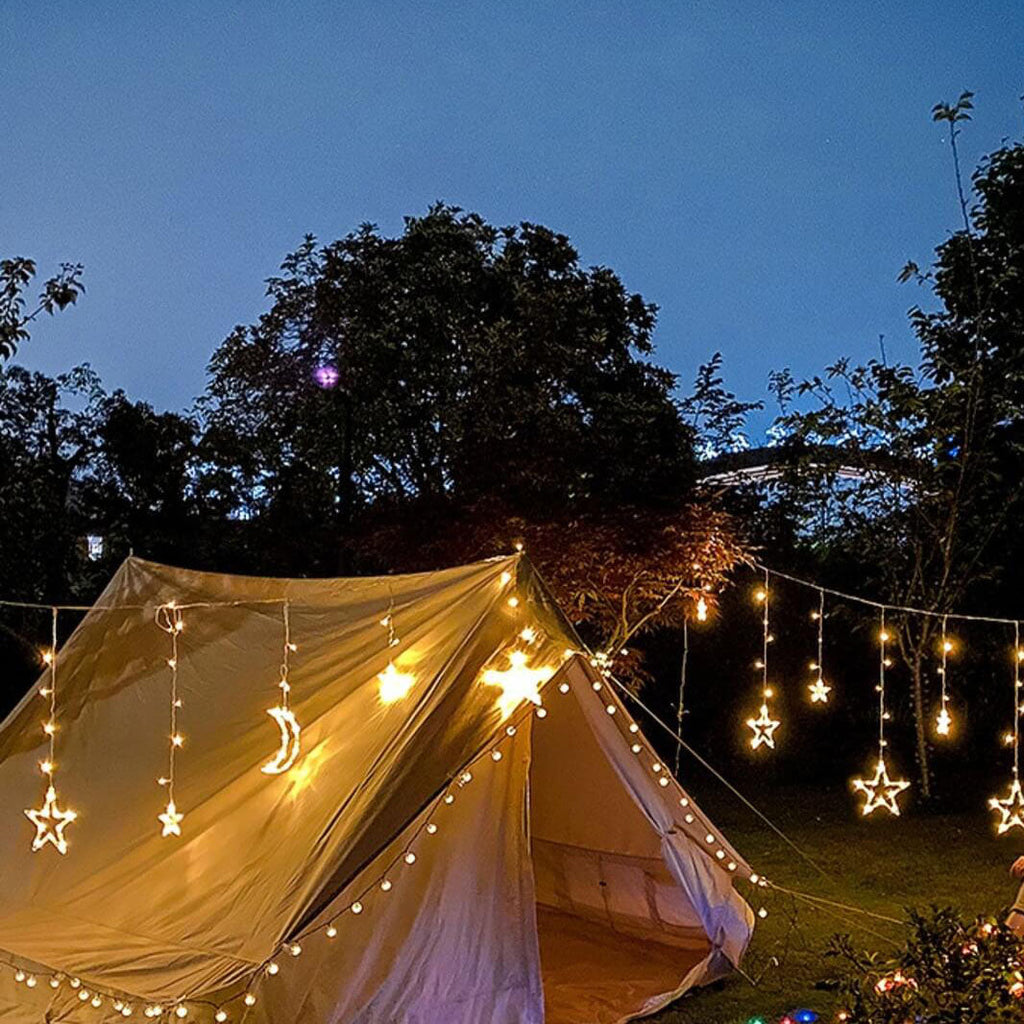 LED Solar Star Moon Curtain Light Christmas Outdoor Patio Decorative Camping String Lights Lumendat