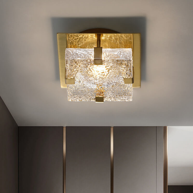 Nordic Luxury Crystal Cube LED Semi-flush Mount Ceiling Light