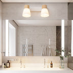 Modern Minimalist Horn Rubber Wood Iron Glass 1/2 Light Vanity Light Wall Sconce Lamp