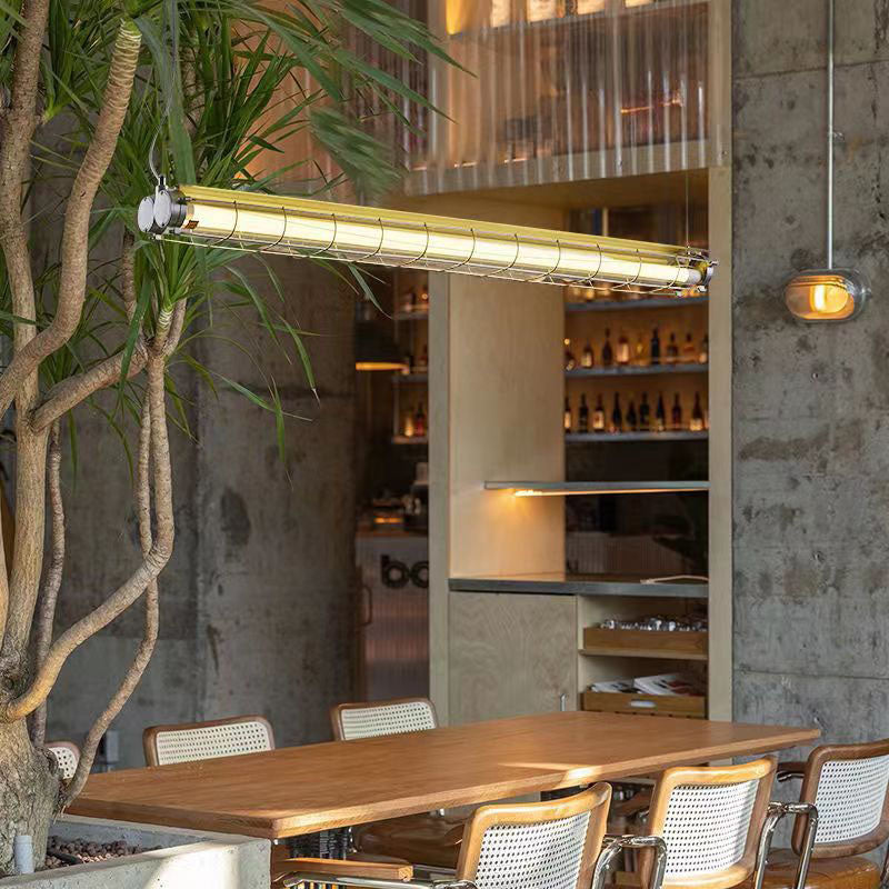 Contemporary Industrial Long Metal Acrylic 1/2 Light Island Light Chandelier for Dining Room