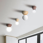 Japanese Minimalist Wood Grain Glass Round 1-Light Flush Mount Ceiling Light Lumendat
