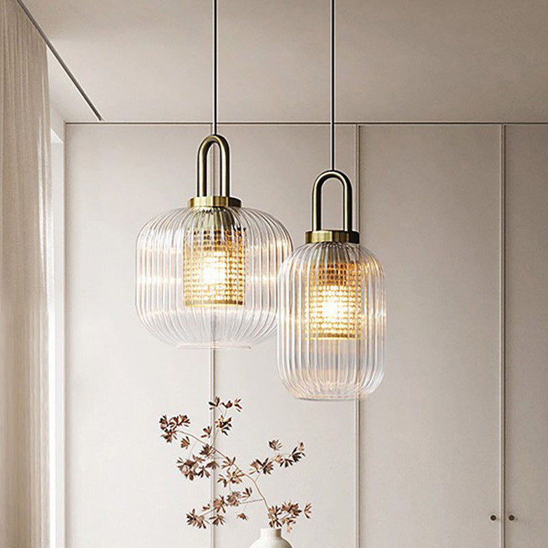 Modern Luxury Lantern Iron Glass 1-light Pendant Light for Living Room