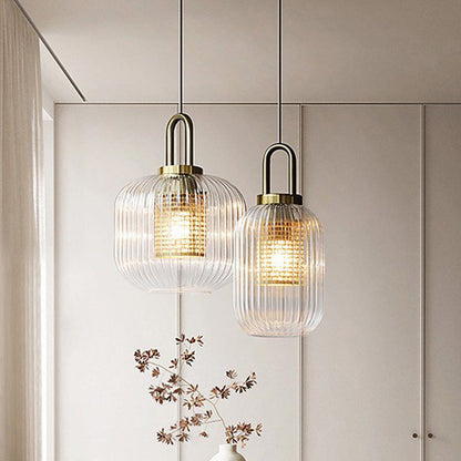 Modern Luxury Lantern Iron Glass 1-light Pendant Light for Living Room